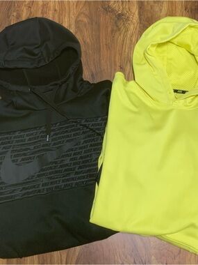 Nike Black Hoodie and Neon Yellow Nike Hoodie Dri-Fit Bundle